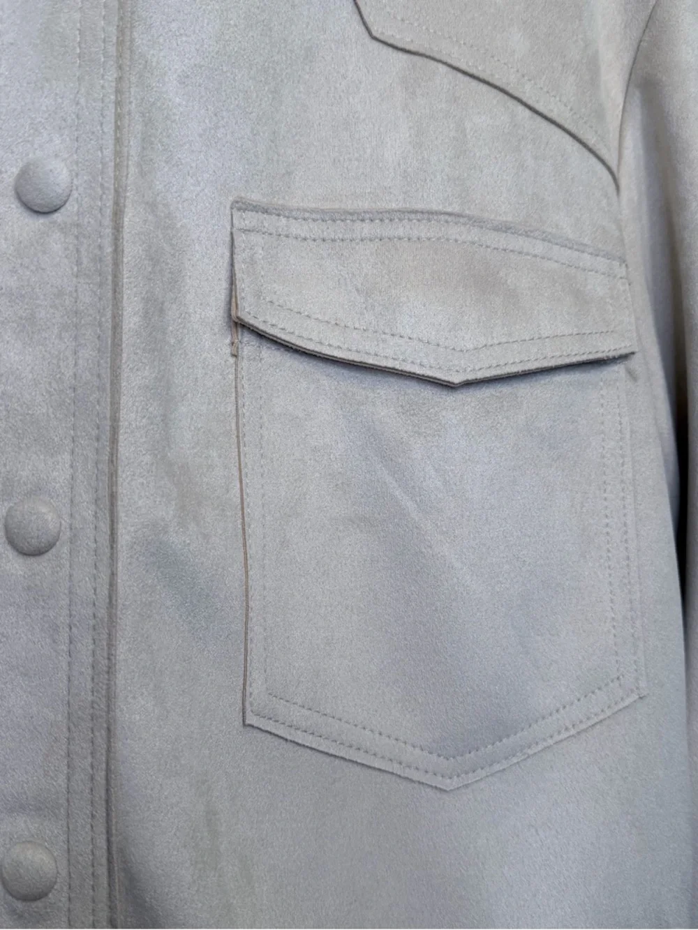 Philosophy | Anthro Faux Leather Butter Soft Tan Utility Jacket Relaxed Shacket - Picture 4 of 14